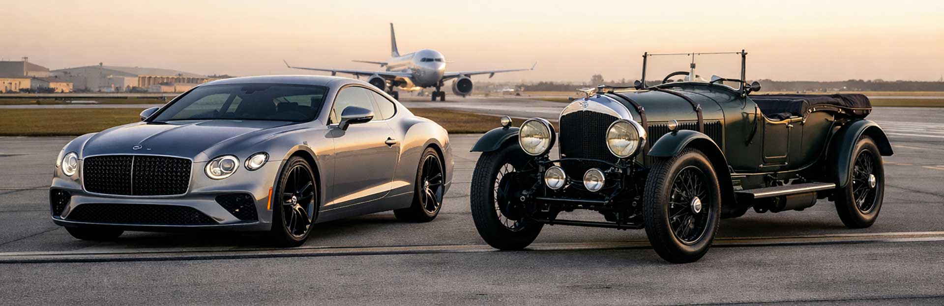 Modern Bentley next to a 3-Litre